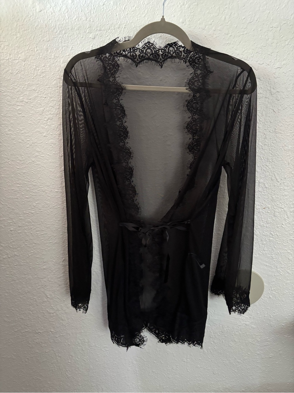 Oh La La Cheri Provence L/XL Black Sheer Lace Robe Whimsigoth Romantic Witchy